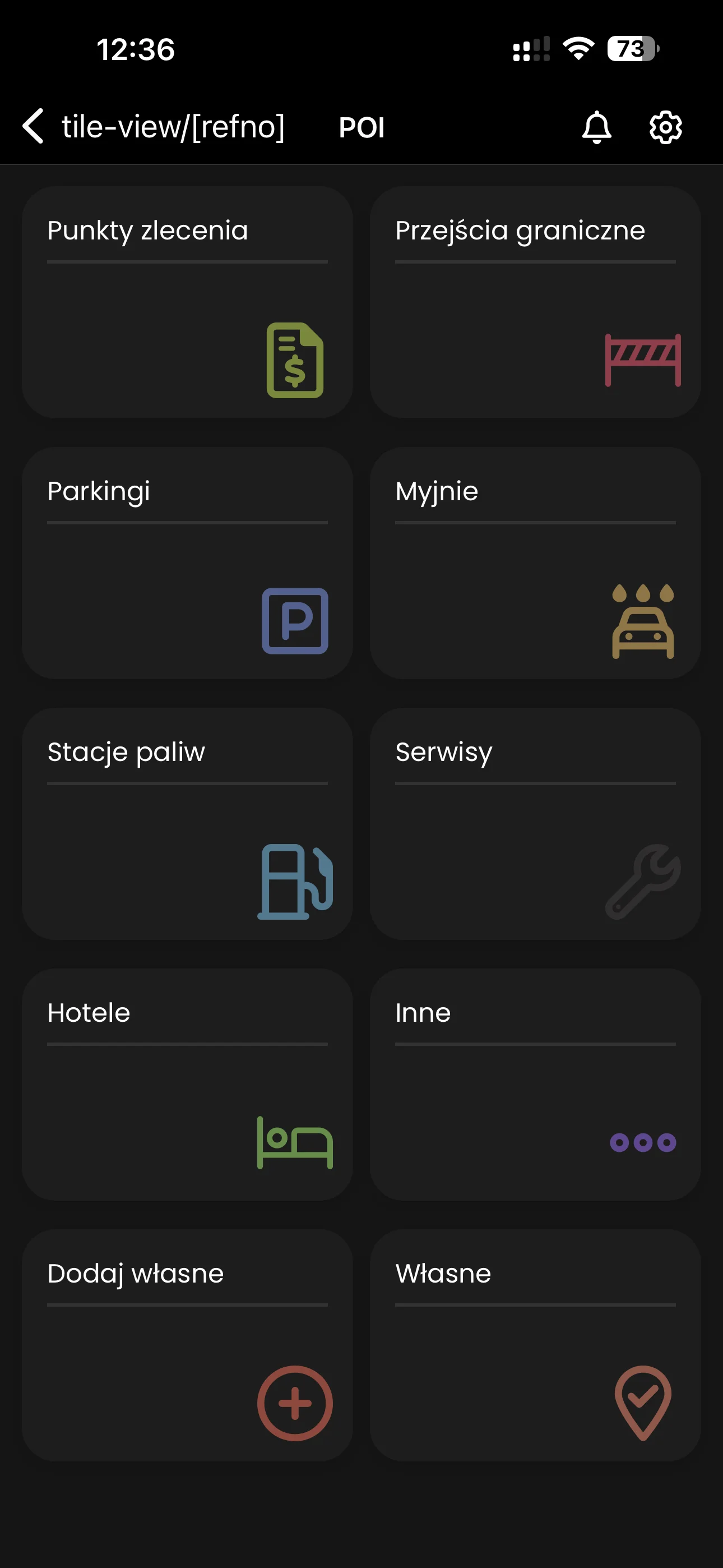 Punkty POI na trasie w aplikacji Linkway TRACKER